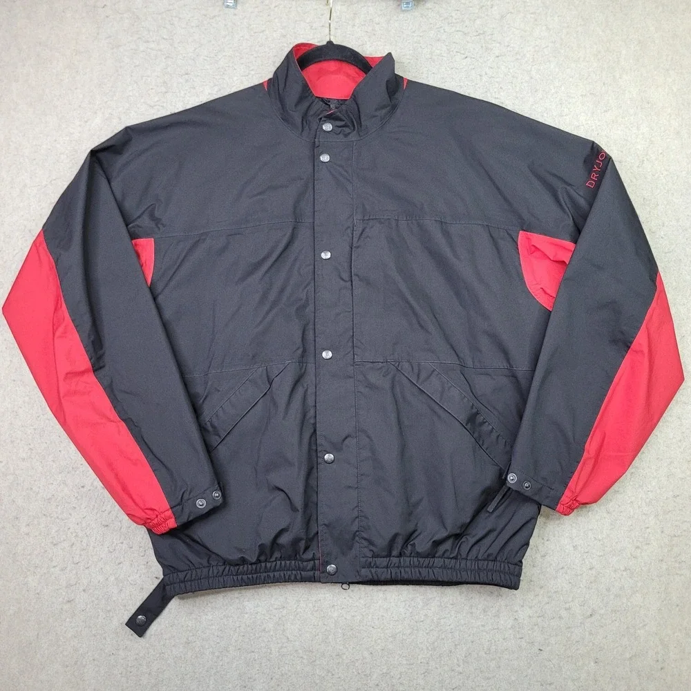 FootJoy DryJoys Golf Jacket Mens Large Black Red Full Zip Performance Vented